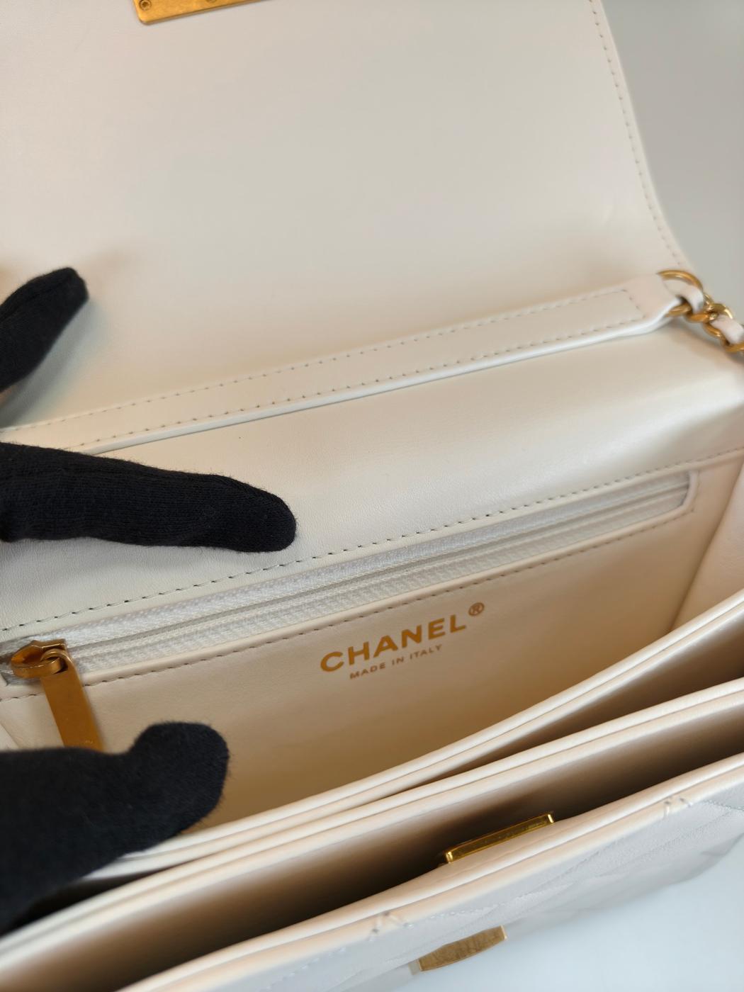 CHANEL シャネル マトラッセ トップハンドル チェーンショルダーバッグ ホワイト 管理番号：10764