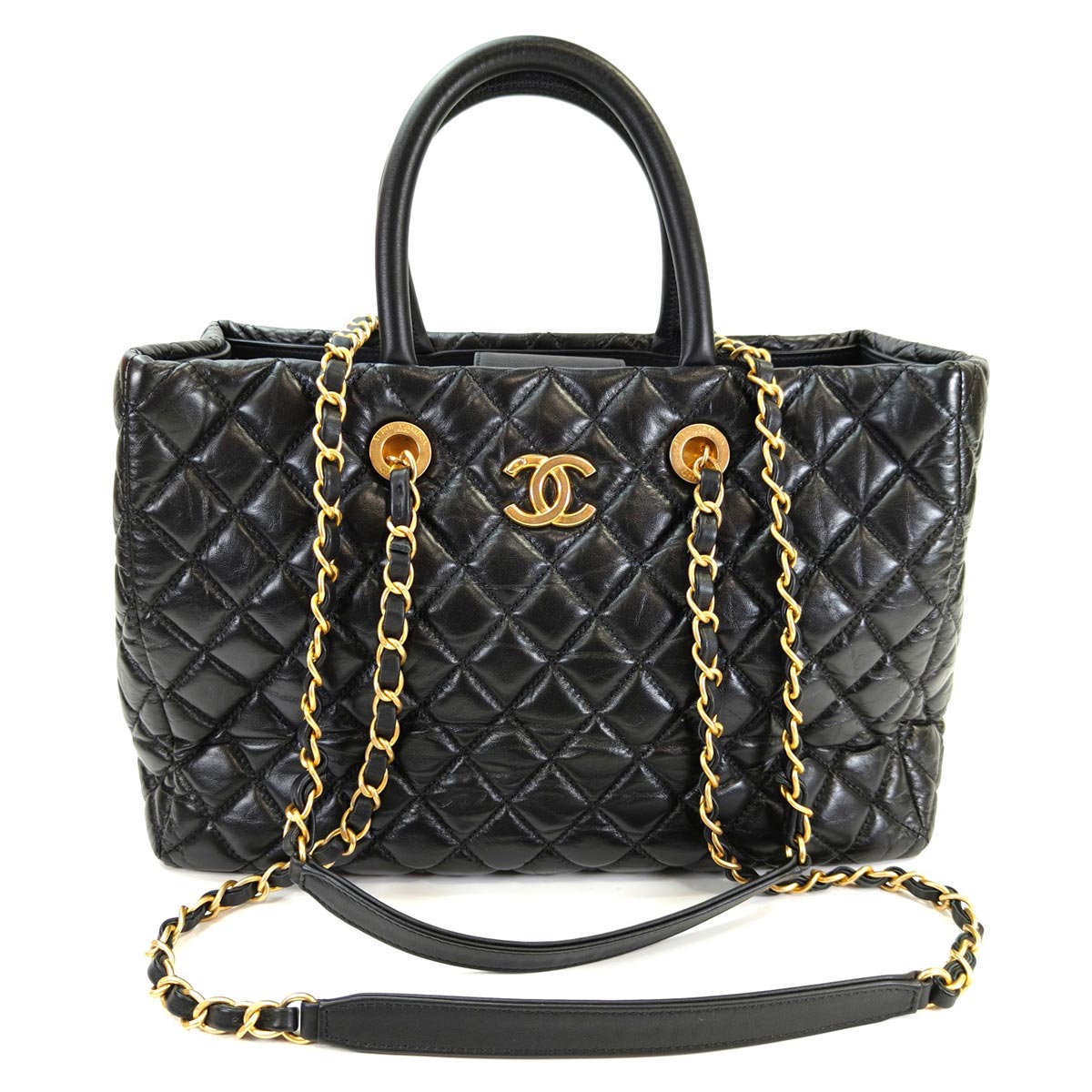 CHANEL シャネル マトラッセ 2WAY トートバッグ チェーンショルダー ブラック 管理番号：10907