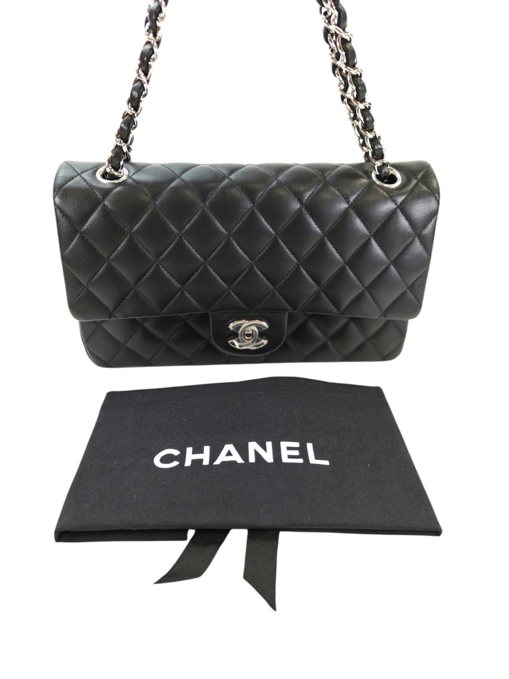 CHANEL シャネル マトラッセ25 Wフラップ チェーンショルダー ラムスキン ブラック 管理番号：10937