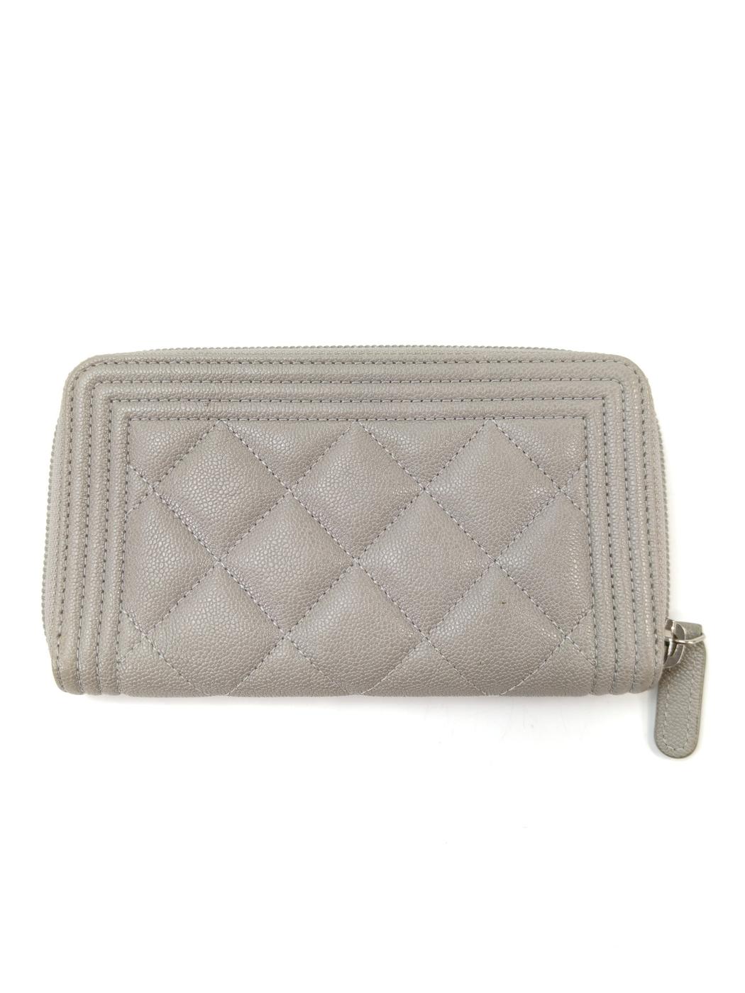 CHANEL ボーイシャネル カードケース コインケース キャビアスキン グレー 管理番号：11073