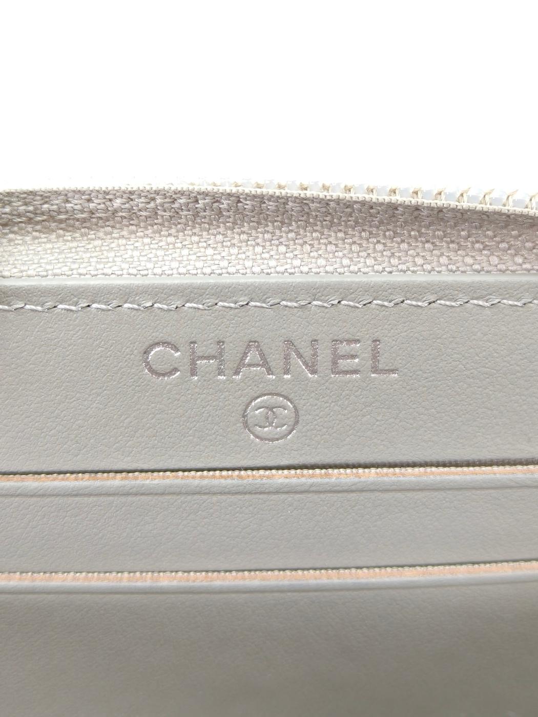 CHANEL ボーイシャネル カードケース コインケース キャビアスキン グレー 管理番号：11073