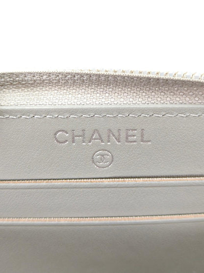 CHANEL ボーイシャネル カードケース コインケース キャビアスキン グレー 管理番号：11073