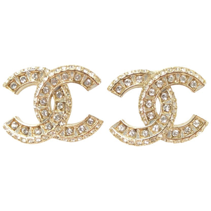 CHANEL 香奈儿 可可标志 莱茵石 耳环 金色 商品编号：11135