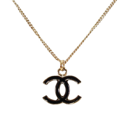 CHANEL 香奈儿 可可标志项链 金色×黑色 管理编号：11170
