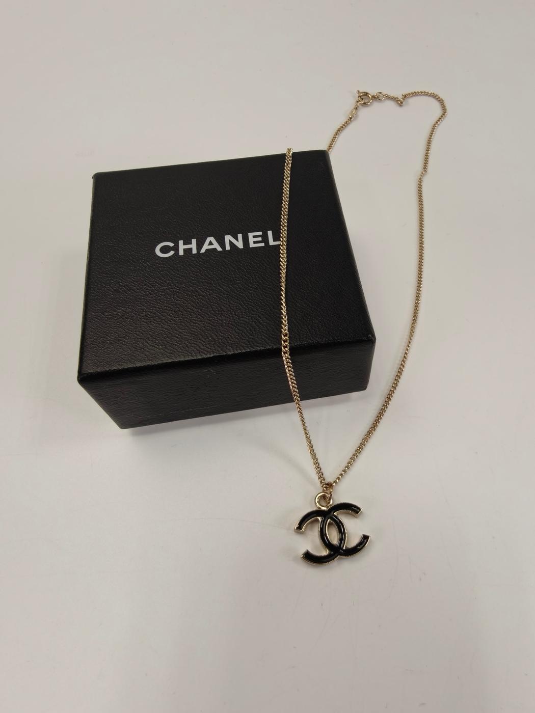 CHANEL 香奈儿 可可标志项链 金色×黑色 管理编号：11170