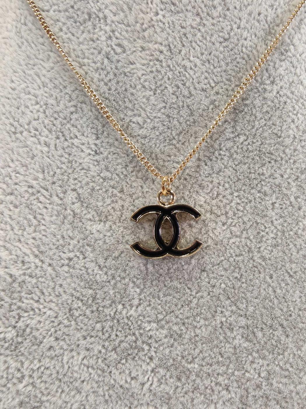 CHANEL 香奈儿 可可标志项链 金色×黑色 管理编号：11170