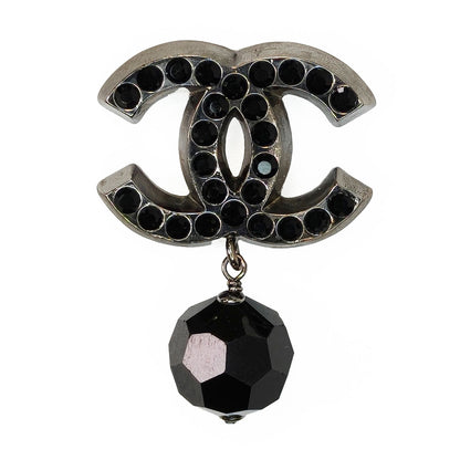 CHANEL Coco Mark Rhinestone Brooch Black Product number: 11229