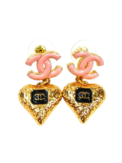 CHANEL 香奈儿 粉色心形耳钉 粉色×金色 附带备注 管理编号：11481