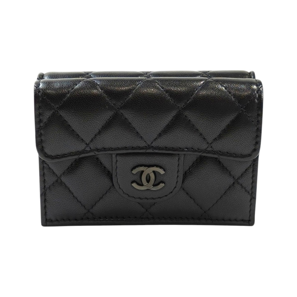 CHANEL Coco Mark Matelasse Tri-fold Wallet Black Model Number: 11509