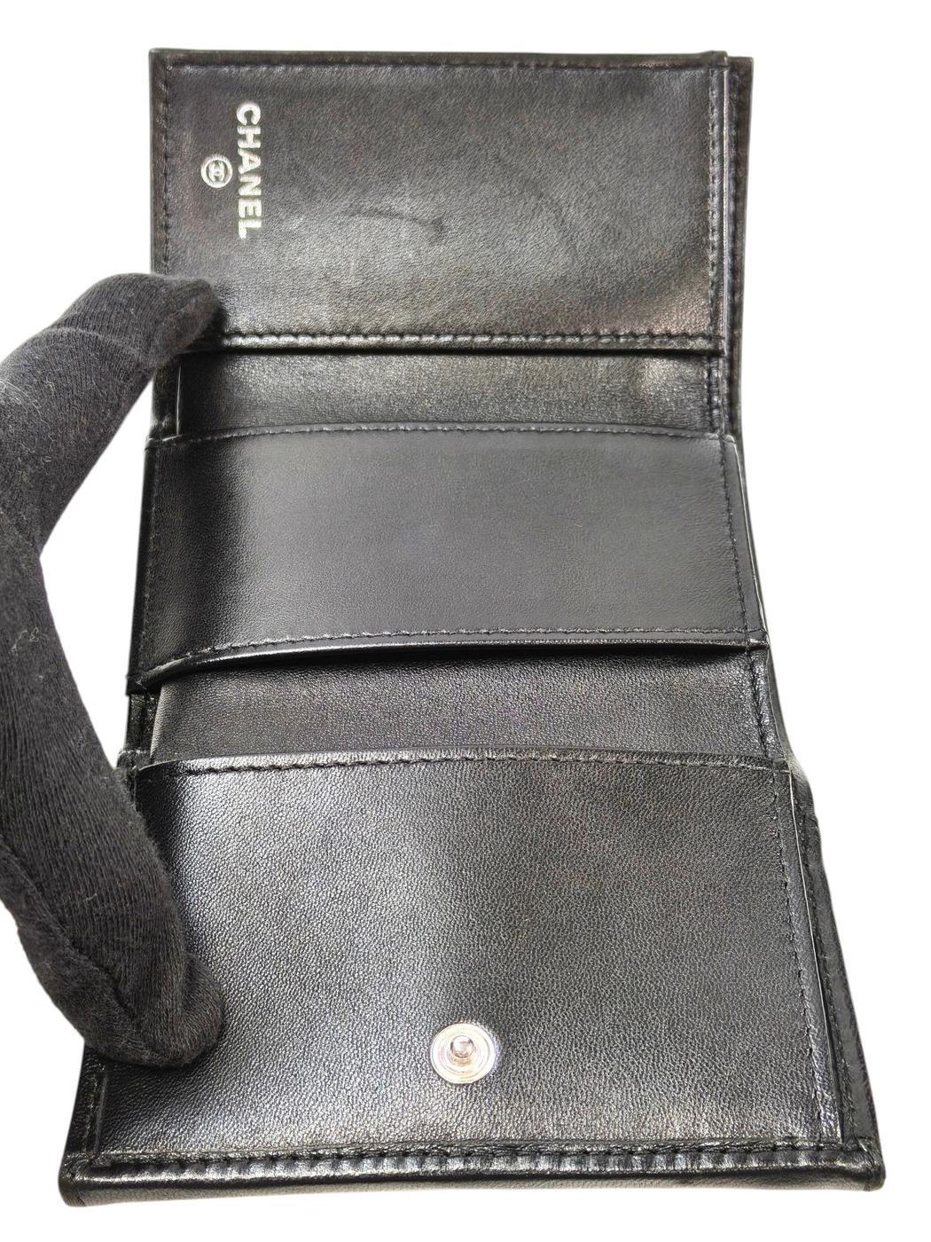 CHANEL Coco Mark Matelasse Tri-fold Wallet Black Model Number: 11509