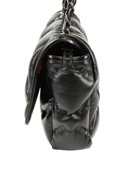 CHANEL Bubble Quilt Double Chain Shoulder Bag, Series 23, Black, Control Number: 11565