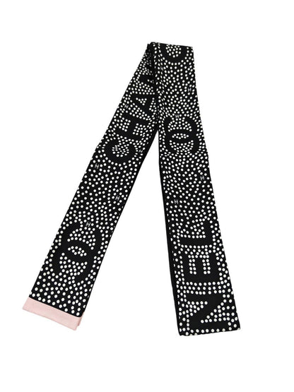 CHANEL Coco Mark Polka Dot Scarf Black x White Model Number: 11570