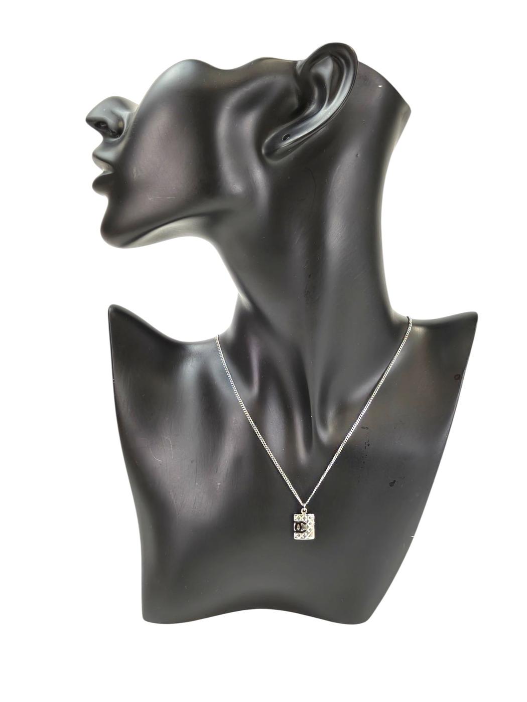CHANEL Cambon Line Coco Mark Necklace Silver Model number: 11587
