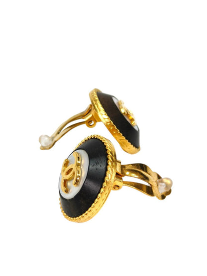 CHANEL シャネル ココマーク 1995年製 イヤリング ゴールド×ブラック 管理番号：11596