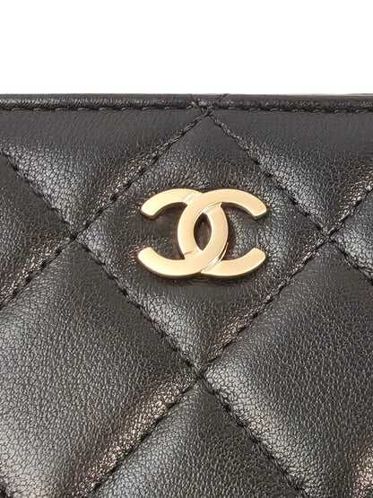 CHANEL Coco Mark Matelasse W-zip Compact Wallet Black Product number: 11601