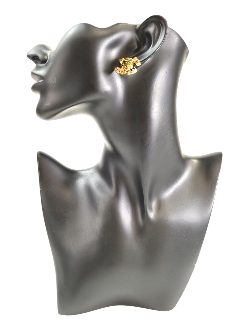 CHANEL Coco Mark Colorful Stone 2001 Earrings Gold Product number: 11632