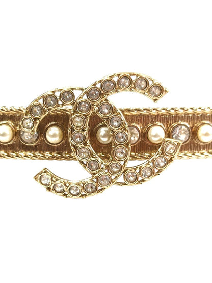 CHANEL Coco Mark 2022 Rhinestone Faux Pearl Barrette Gold Control Number: 11636