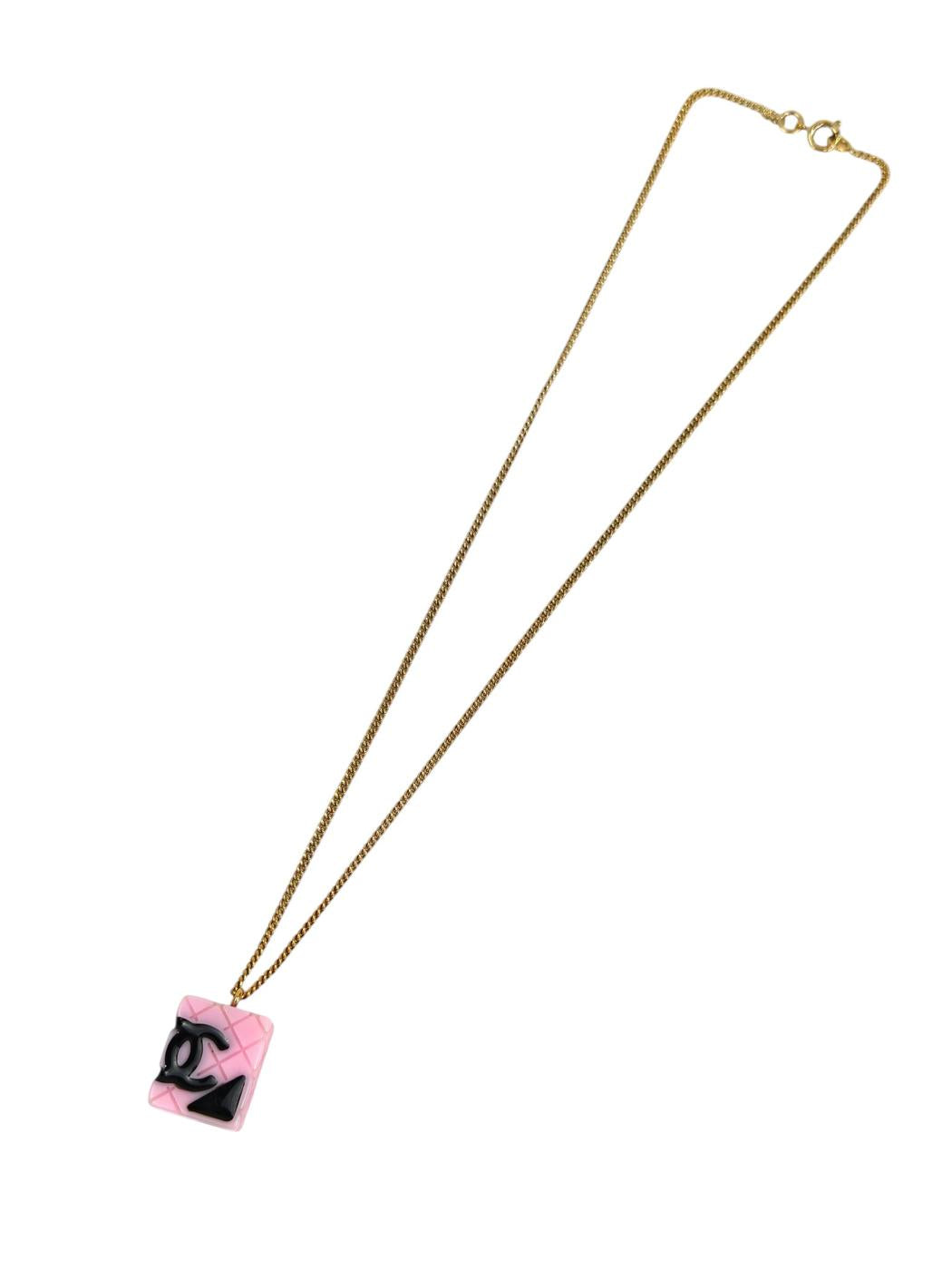 CHANEL Cambon Line Coco Mark Square 2005 Necklace Pink Control Number: 11649