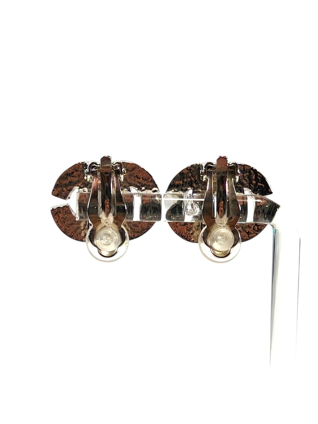 CHANEL Coco Mark Rhinestone Earrings, Collection Plate Present, 01P, Silver, 2001 Spring/Summer, Control Number: 11751