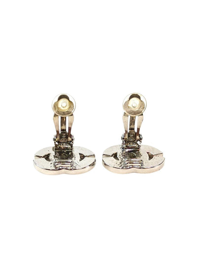 CHANEL Coco Mark Rhinestone Earrings, Collection Plate Present, 01P, Silver, 2001 Spring/Summer, Control Number: 11751
