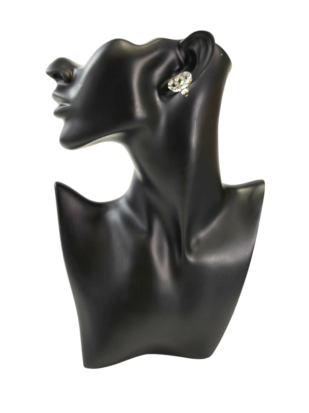 CHANEL Coco Mark Rhinestone Earrings, Collection Plate Present, 01P, Silver, 2001 Spring/Summer, Control Number: 11751