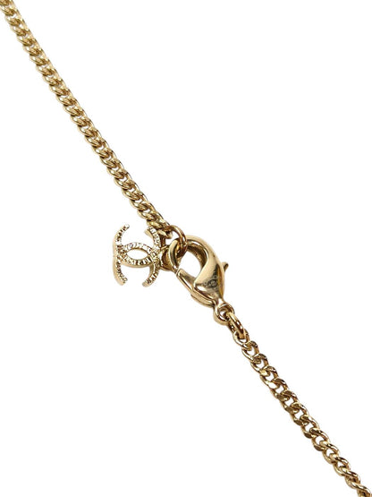 CHANEL Coco Mark CC Logo Tweed Check Design Necklace Gold A14 2014 Fall/Winter Management Number: 11754