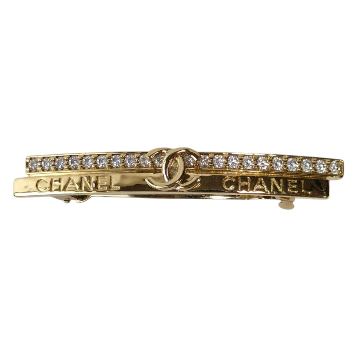 CHANEL Coco Mark Rhinestone Barrette Gold B22 B Made in Italy Management Number: 11771