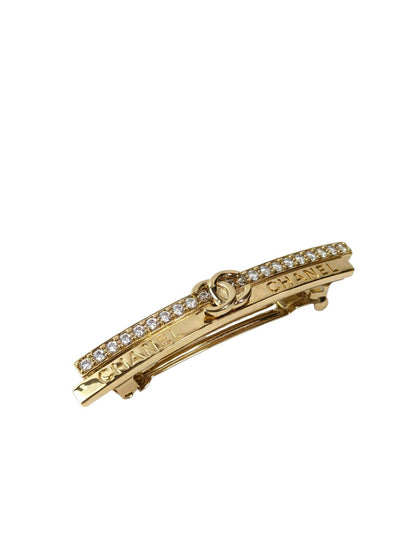 CHANEL Coco Mark Rhinestone Barrette Gold B22 B Made in Italy Management Number: 11771