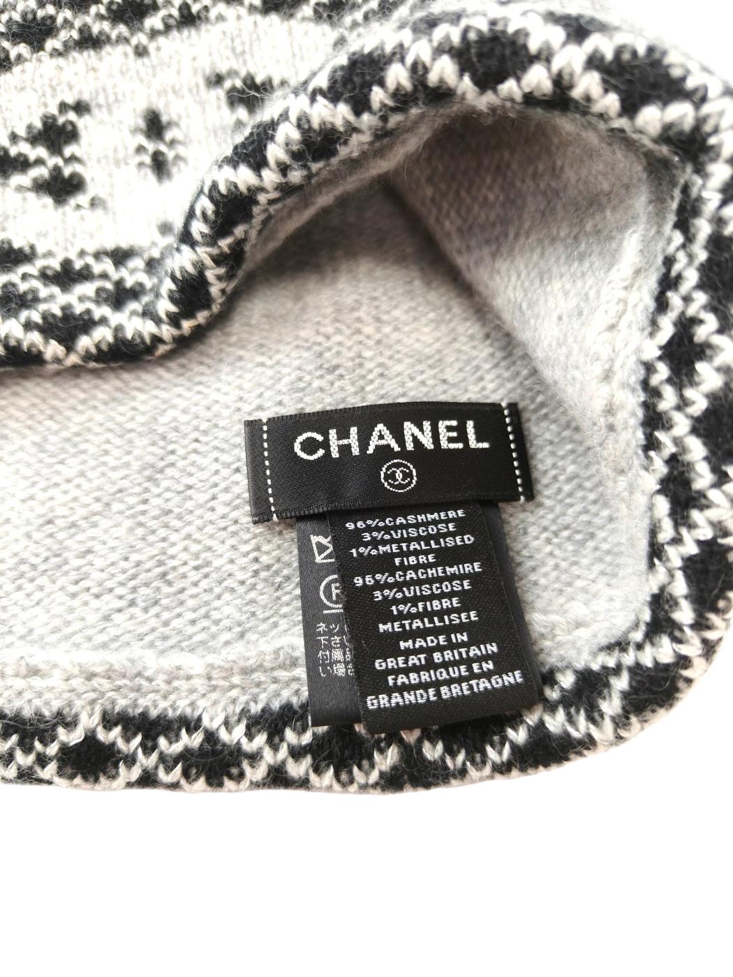 CHANEL 香奈儿 针织帽 96%山羊绒 双C标志 帽子 灰色 管理编号：11778