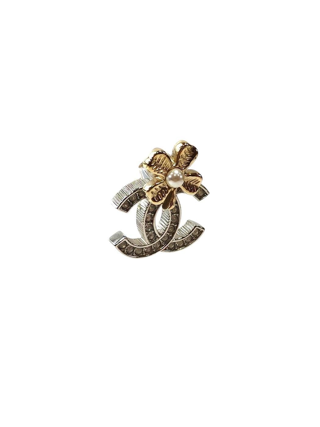 CHANEL ココマーク クローバー ラインストーン B24K ピアス 金 管理番号：11813