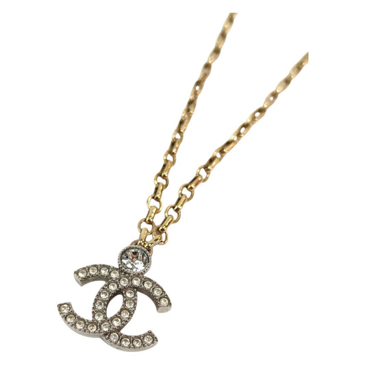 CHANEL CC Logo Rhinestone I26V Necklace Gold x Silver Control Number: 11866