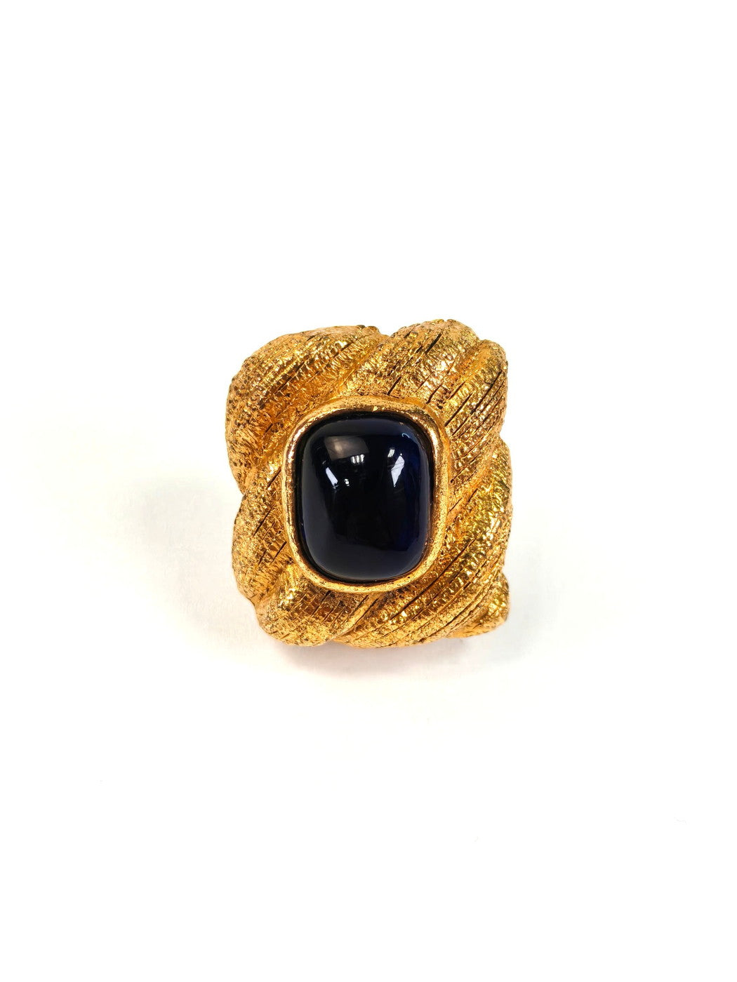 CHANEL Vintage Color Stone 26 Earrings, Gold Plated with Blue Stones, Blue, Reference Number: 1463