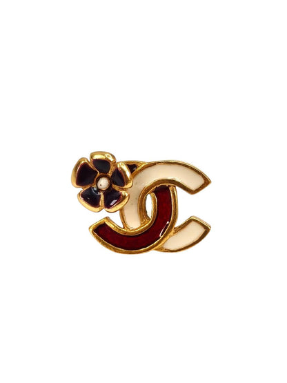 CHANEL シャネル ピアス ココマーク フラワー カメリア ベージュ レッド ゴールド 管理番号：7663