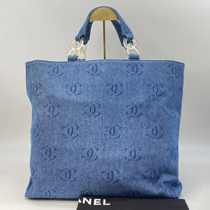 シャネル CHANEL ココマーク プラチェーン トートバッグ A18091 デニム IDG モノグラム 管理番号：8739