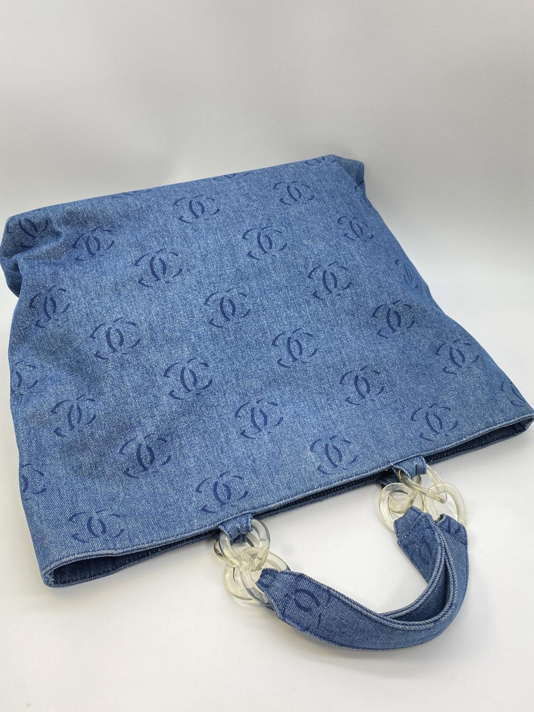シャネル CHANEL ココマーク プラチェーン トートバッグ A18091 デニム IDG モノグラム 管理番号：8739