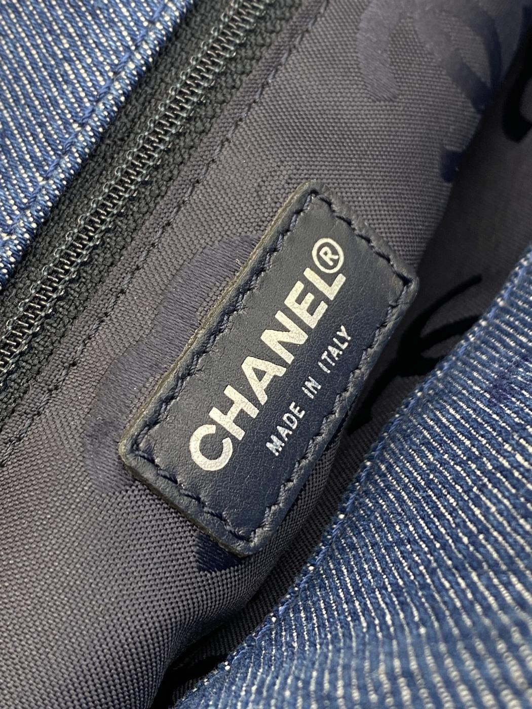 シャネル CHANEL ココマーク プラチェーン トートバッグ A18091 デニム IDG モノグラム 管理番号：8739