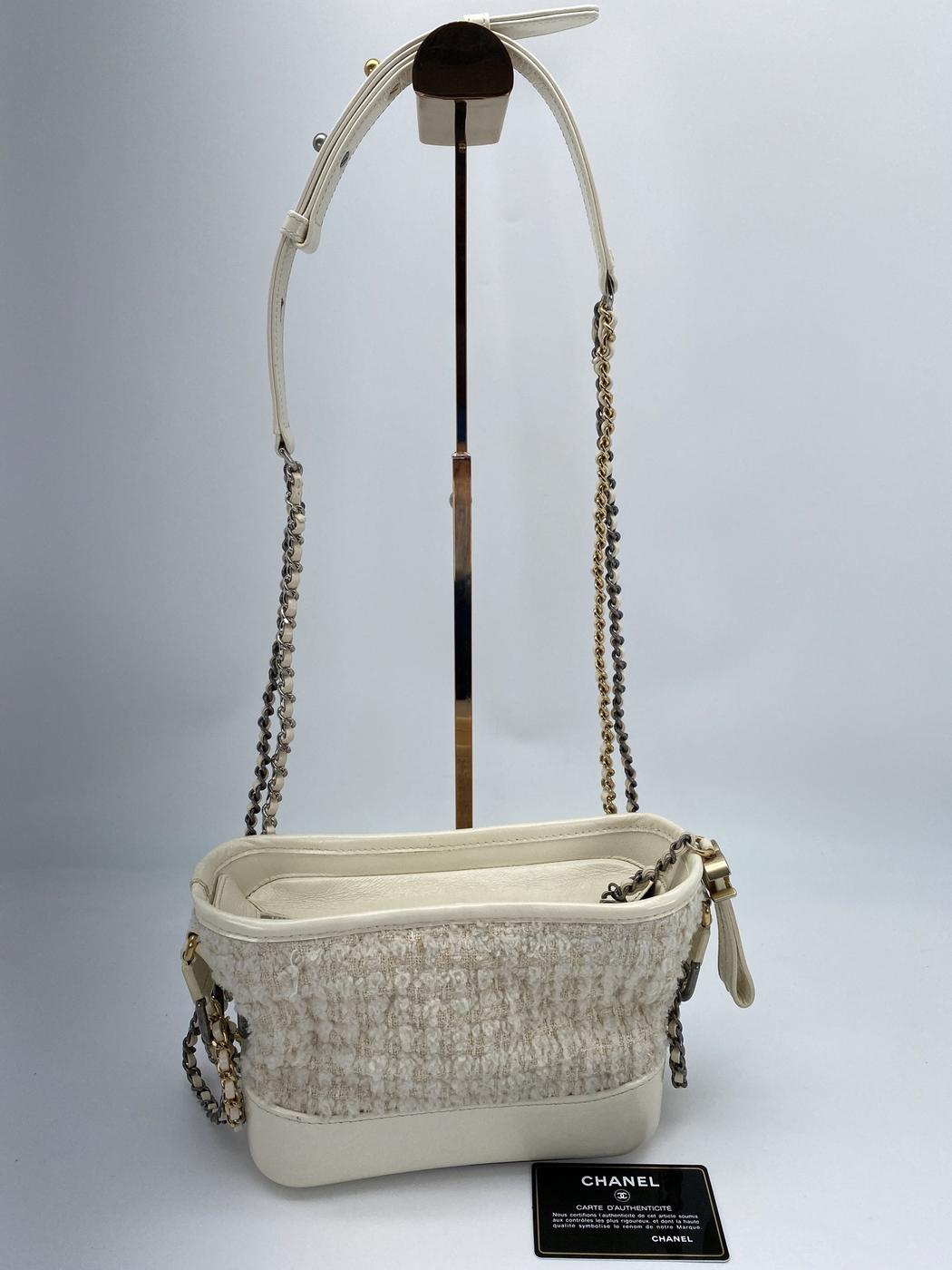 CHANEL Gabrielle de Small Hobo Bag Shoulder Bag Tweed White CHANEL A91810 Control Number: 8803
