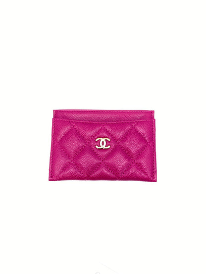 CHANEL シャネル カードケース パスケース 名刺入れ キャビアスキン マトラッセ ピンク 管理番号：9133