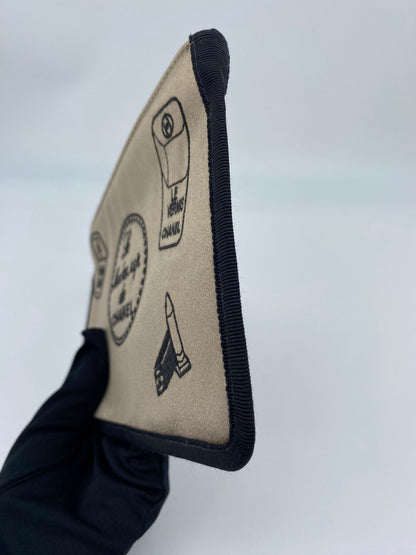 CHANEL シャネル 小物入れ 化粧ポーチ ポーチ サテン カーキ 管理番号：9393