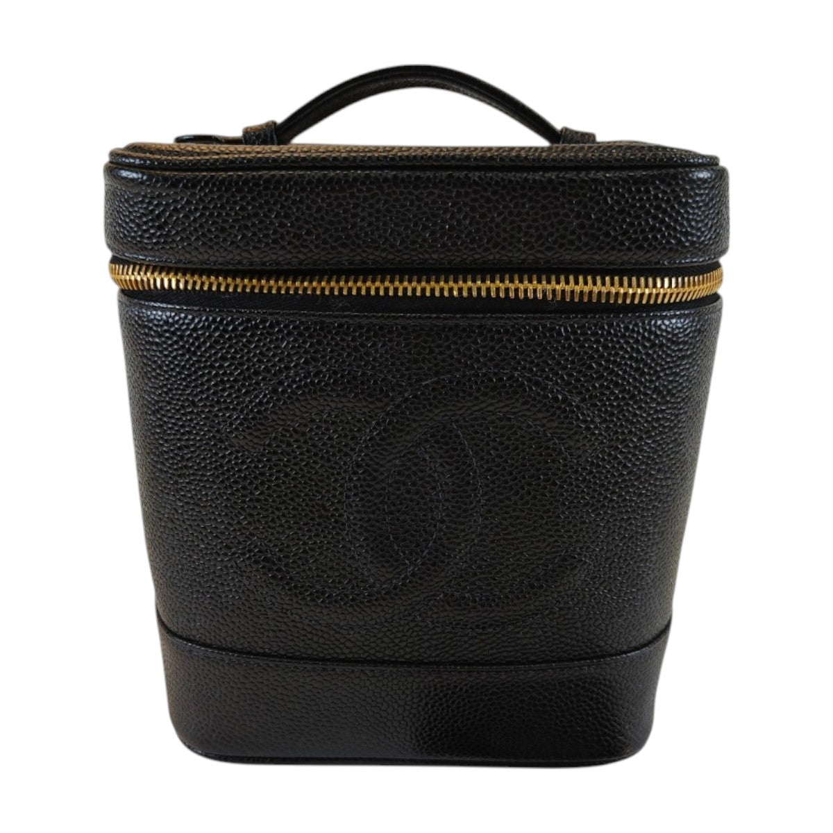 CHANEL シャネル A01998 バニティバッグ ハンドバッグ キャビアスキン ブラック ゴールド金具 管理番号：9695