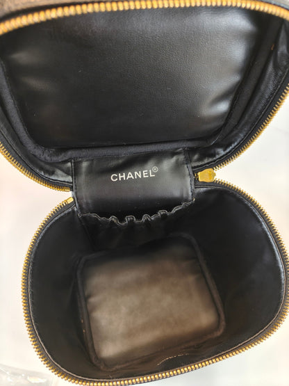 CHANEL シャネル A01998 バニティバッグ ハンドバッグ キャビアスキン ブラック ゴールド金具 管理番号：9695