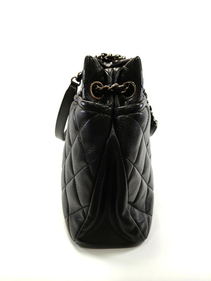 CHANEL シャネル マトラッセ ココマーク トートバッグ チェーンショルダー キャビアスキン 黒 シルバー金具  管理番号：9702