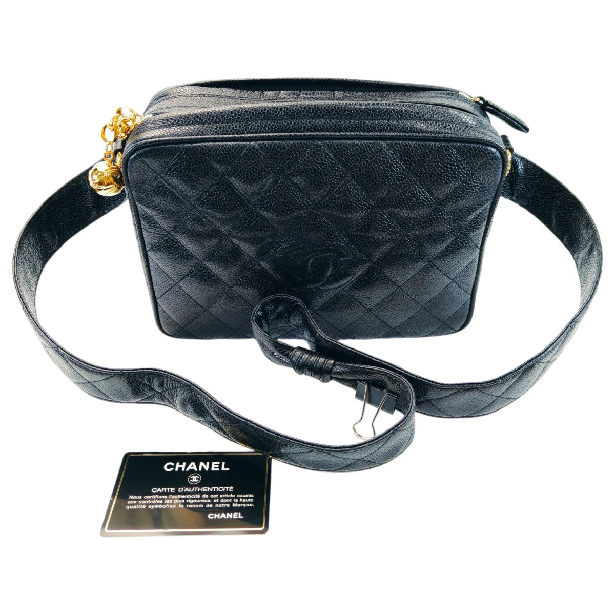 シャネル CHANEL マトラッセ ショルダーバッグ キャビアスキン ブラック ゴールド金具 管理番号：9761
