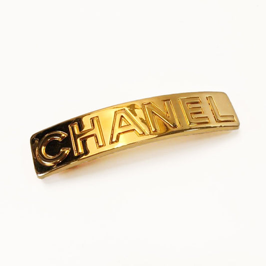 CHANEL シャネル ロゴ バレッタ ヘアアクセサリー 髪留め ゴールド 管理番号：9826