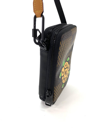 LOUIS VUITTON ルイヴィトン ダブルフォンポーチ NIGOコラボ 亀プリント N40377 ポシェット ショルダーバッグ ダミエ ジャイアント エベヌ 管理番号：10109