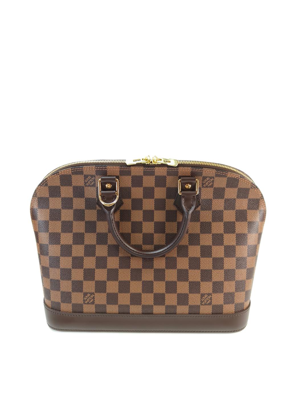 Louis Vuitton 路易威登 Damier Alma 手提包 棕色 成色佳 复古 正品 管理编号：10945