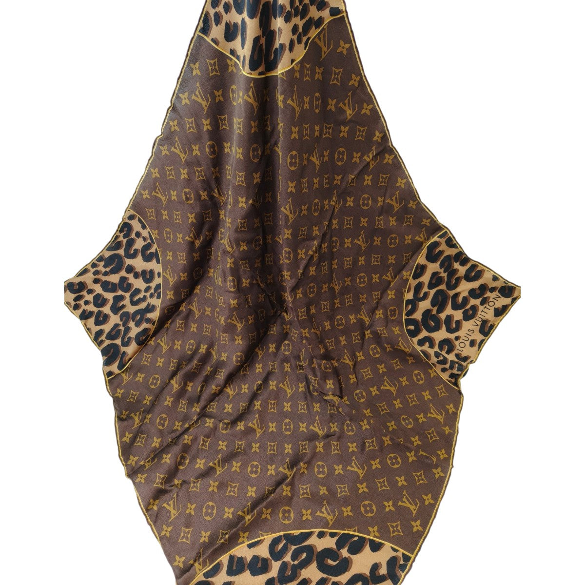 Louis Vuitton Carre Monogram Leopard Silk Scarf Brown Model Number: 11122