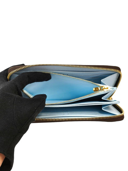 LV 路易威登 M28278 Monogram Zippy Wallet 天蓝色 钱包 茶 管理编号：11877