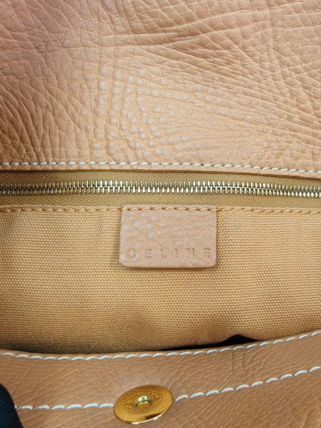 CELINE Boogie Stitch Handbag, One-Shoulder, Camel, Reference Number: 10126
