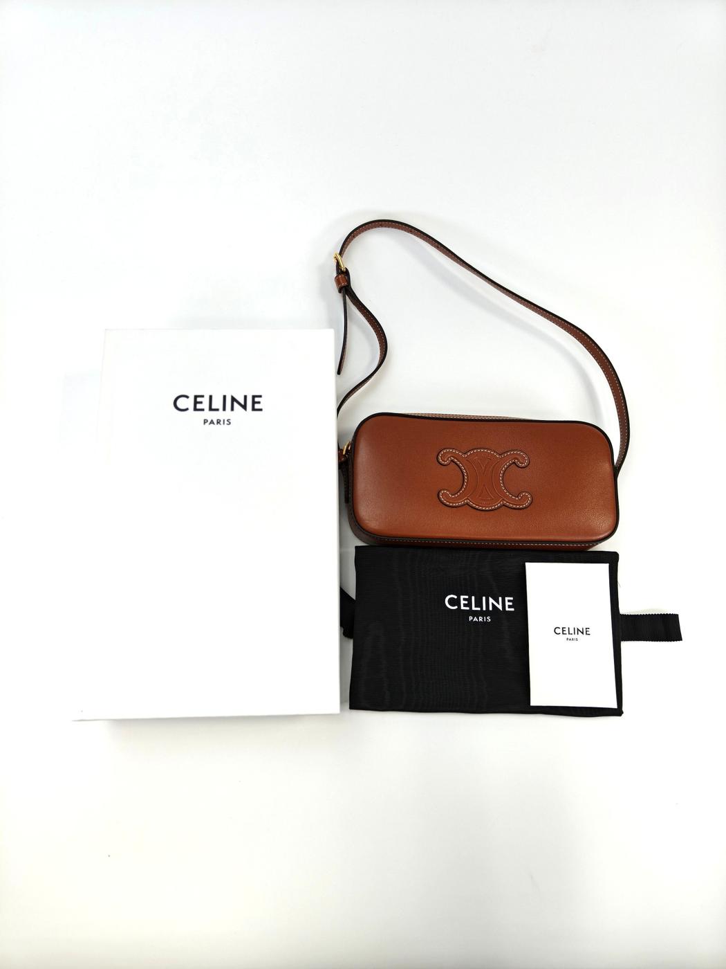 CELINE セリーヌ キュイル トリオンフ ショルダーバッグ ワンショルダー カメラバッグ タン 管理番号：10426